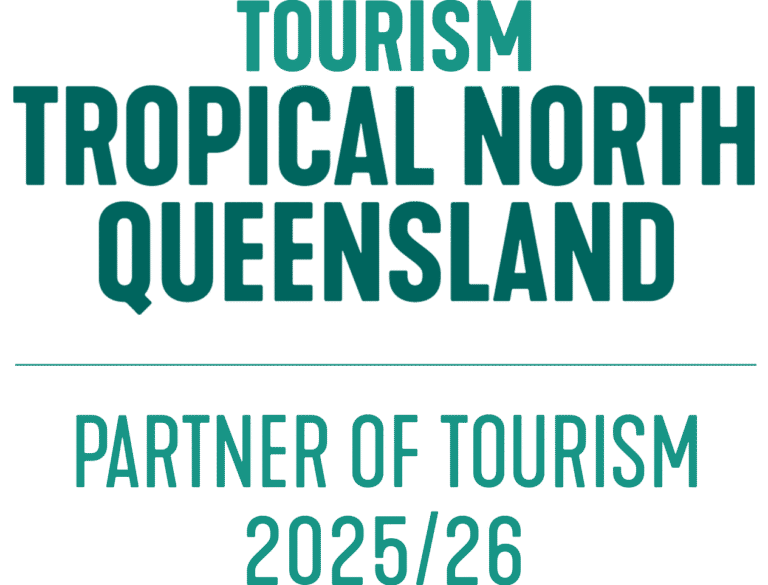 Text stating: “Tourism Tropical North Queensland Partner of Tourism 2025/26.”.